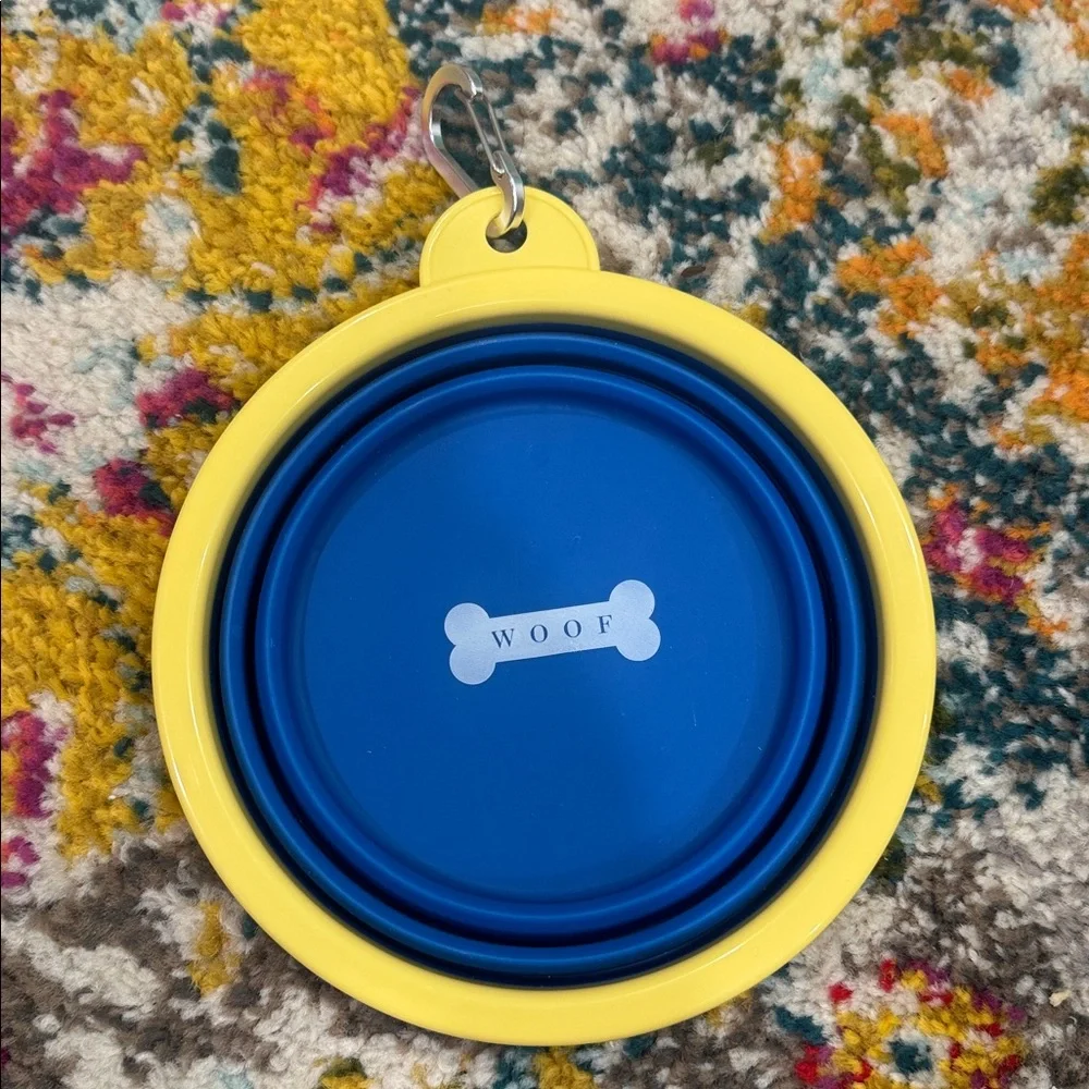 Woof Bone Feeding Travel Dog Bowl (Blue)